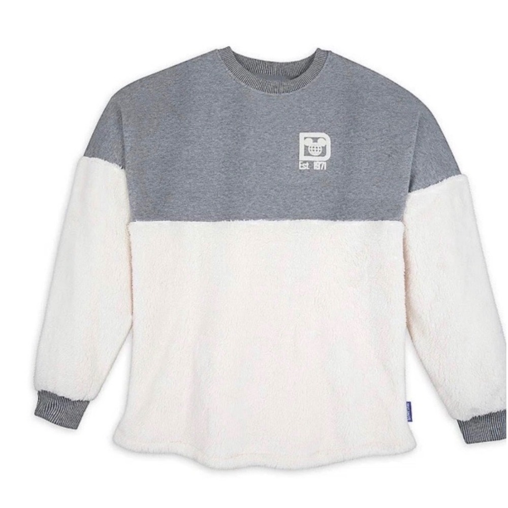 MM Disney Disneyland Spirit Jersey Plush Sherpa Fleece Gray White Sof Sweatshirt - Picture 3 of 5